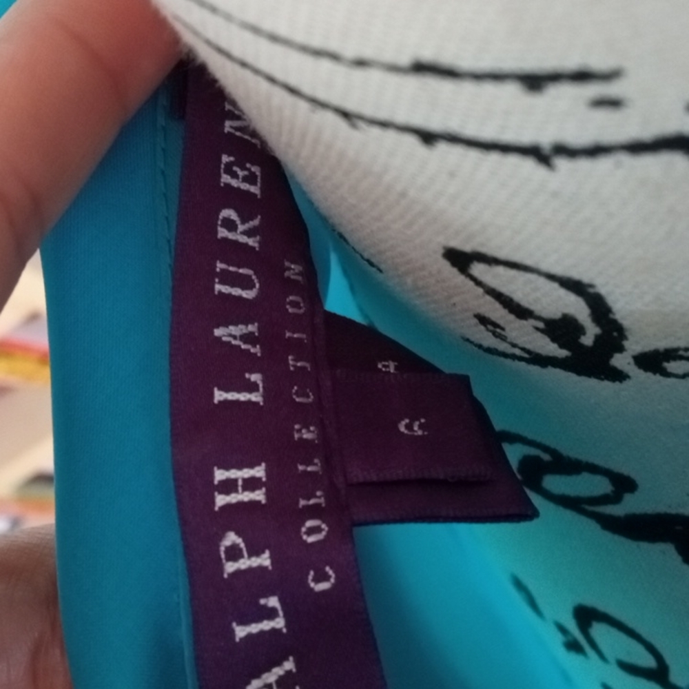 Ralph Lauren purple label women's blouse 100% silk size 6 turquoise color - Picture 12 of 17